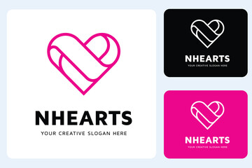 N Heart Logo Design Template