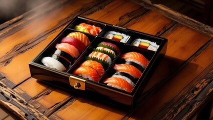 close up of Japanese food suitable for food menu photos, sushi, ramen, udon, sashimi, matcha. ai generative