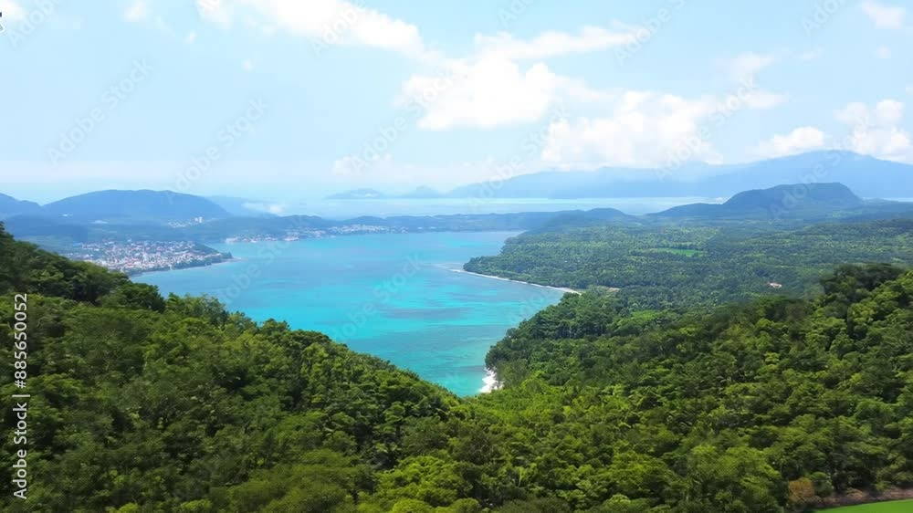 Poster coastal view from a hilltop generative ai