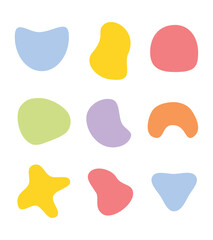 colorful organic shapes, various sizes and forms