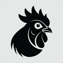 rooster Head silhouette vector illustration logo.