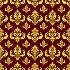 Damask seamless pattern element. Vector classical luxury old fashioned damask ornament, royal victorian seamless texture for wallpapers, textile, wrapping. Vintage exquisite floral baroque template.