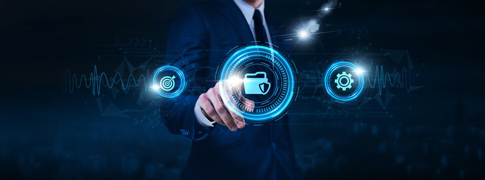 Open Data technology, transparency initiatives, collaborative platforms, businessman touch of Open Data icon Data exchange on digital network connection, public sector innovation.