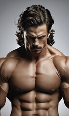 Obraz premium athletic man shows off his muscles