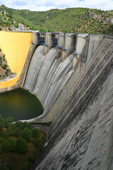 Hydroelectric power station and dam for electricity on the border with northern Portugal in the...
