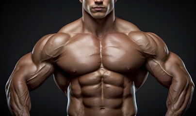 Fototapeta premium athletic man shows off his muscles