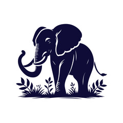 Elephant silhouettes Clip art isolated vector illustration on a white background