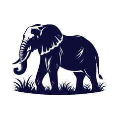 Elephant silhouettes Clip art isolated vector illustration on a white background