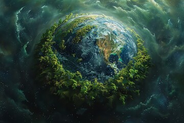 The Earth viewed from afar, highlighting the transformation of landscapes through the life cycle.