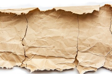 Kraft Paper Torn. Brown Crumpled Paper Background with Rugged Torn Edge