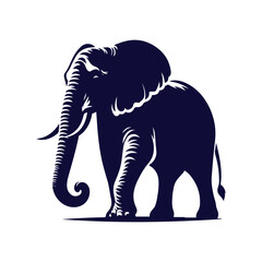 Elephant silhouettes Clip art isolated vector illustration on a white background