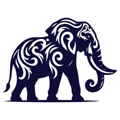 Elephant silhouettes Clip art isolated vector illustration on a white background