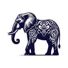 Elephant silhouettes Clip art isolated vector illustration on a white background