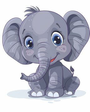 recommend clip art: Baby Elephant Clip Art. African Zoo Animal in Grey, Cartoon Style. Cute Baby Elephant Boy Isolated on White Background