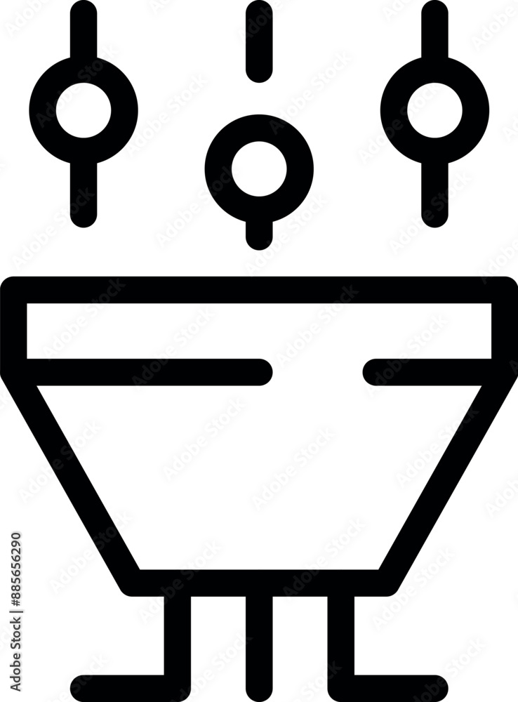 Poster simple icon of a data processing funnel with data points going in the top