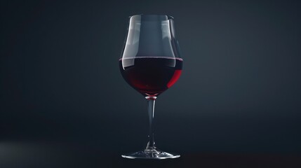 Single elegant wine glass filled with red wine, hyper-detailed
