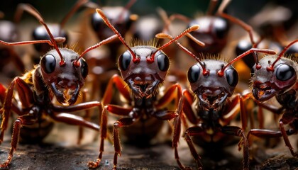 Ants Clustered Together In a Group.
