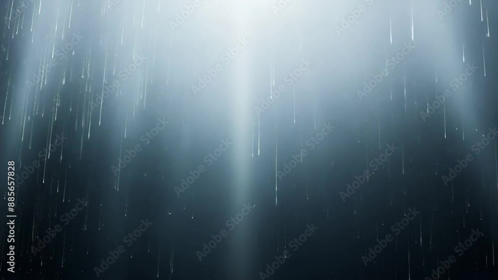 Poster falling rain animation on black background generative ai