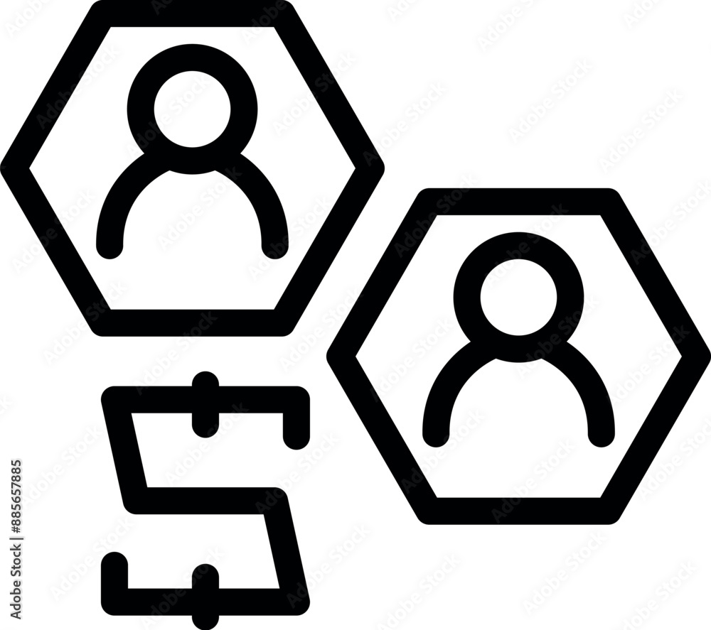 Poster business network concept with people avatars linked by a flowchart, symbolizing a complex organizati
