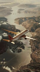 Aerial View from Airplane Over Scenic Landscape - Perfect for Travel Posters and Artwork