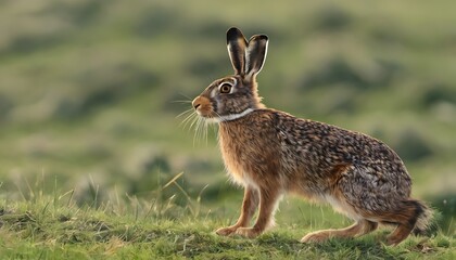 Fototapeta premium A view of a Brown Hare in the grass