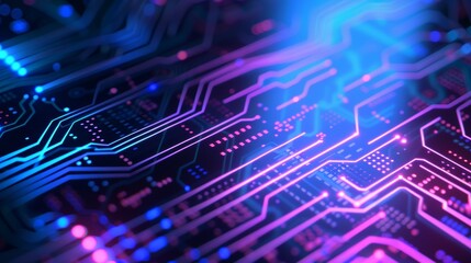 Innovative gadget schematic, digital interface, glowing lines, cyberpunk style, blue and purple hues, precise technical details