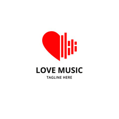 Heart with sound wave. Illustration vector