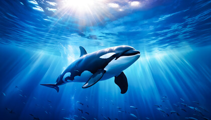 Fototapeta premium Killer whales in the blue Ocean