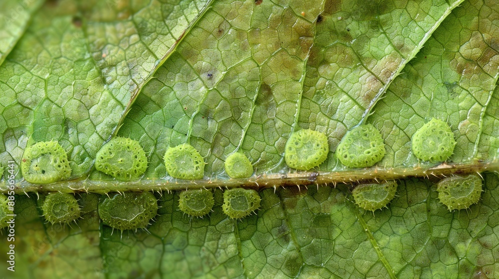 Wall mural midge galls by mikola on beech leaves horizontally