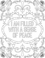 Printable floral coloring page for kids and adults with positive words for self love and self care. it helps to struggle against life to enjoy the tough journey
