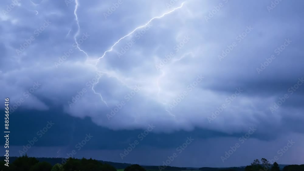 Poster time-lapse thunderstorm lightning flashes generative ai