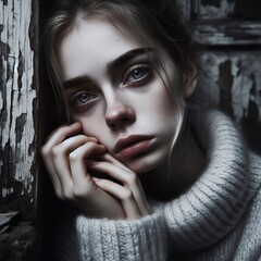 Portrait of depressed young girl