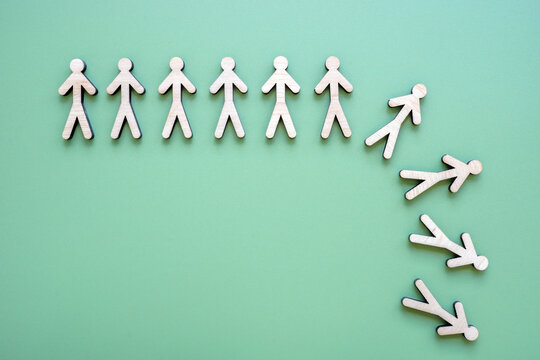 Abstract line of falling figures as employee turnover.