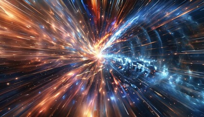 Fototapeta premium Journey through cosmic tunnels and galaxies, wormholes and cosmic tunnels in the universe