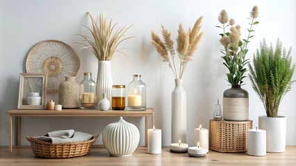 home decor items in white background