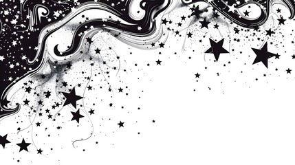 Sticker Design with Abstract Swirling Stars on a White Background