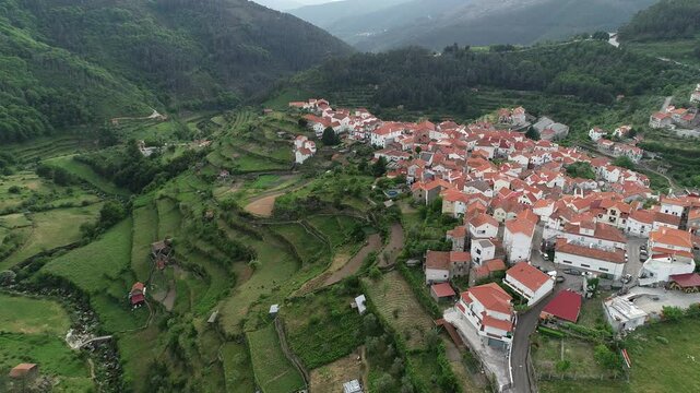Aerial view of Loriga, municipality of Seia, Guarda District - Serra da Estrela, Portugal