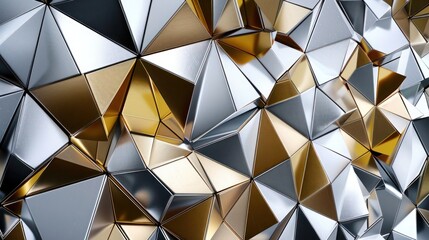 Abstract Background, a mosaic of metallic tiles in silver, gold, and bronze forming a sophisticated, geometric pattern with a luxurious feel.