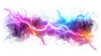 Fototapeta premium Vibrant Abstract Lightning Bolts with Electric Colors for Shirt Design on White Background