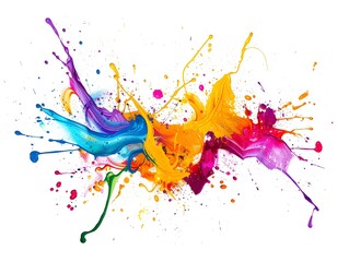 Naklejka premium Vibrant Abstract Paint Splatter Burst with Bright Colorful Fluid Patterns on Modern Background Suitable for T shirt or Poster Design