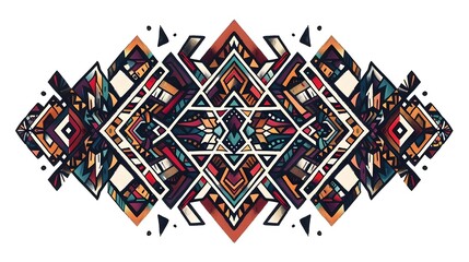 Vibrant Aztec Inspired Geometric Shapes Pattern for Shirt Design or Digital Backdrop