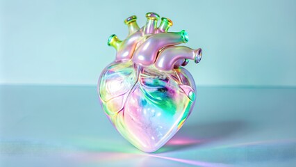 Holographic human heart anatomy with blood vessels