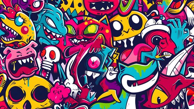 Vibrant Pop Culture Mashup Sticker Design for Shirt and More