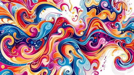 Obraz premium Vibrant Psychedelic Swirls and Patterns for Sticker or Shirt Design