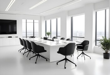 modern office conference room with chairs and table