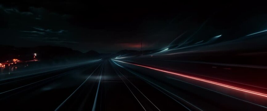 Laser beams luminous abstract sparkling isolated on a transparent background. Trails of light left by acceleration speed motion on night road. Light moving fast train over darkness. Generative ai