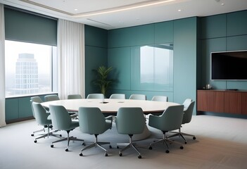 modern office conference room with chairs and table