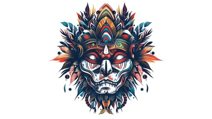 Fototapeta premium Vibrant Tribal Mask for Sticker Design or Apparel