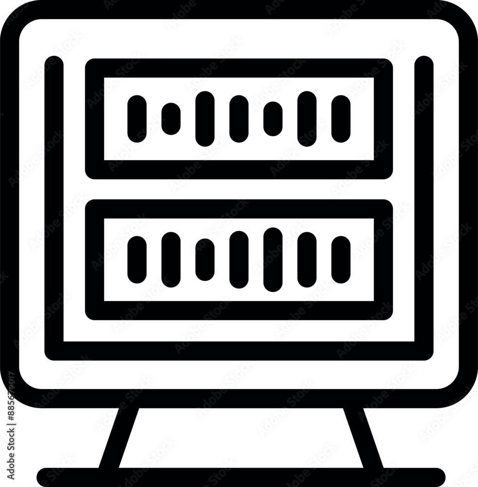 Poster server room data center database icon showing network connection