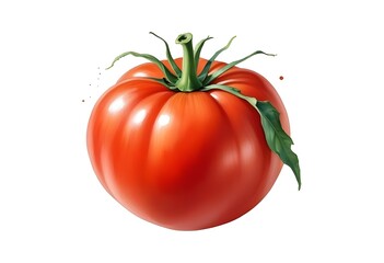 Red Ripe Tomato watercolor illustration isolated Ripe Tomato on white background AI Generated